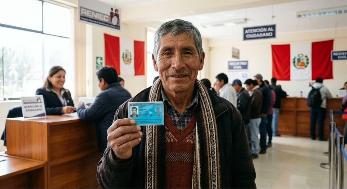 Adulto mayor peruano verificando los requisitos para ser beneficiario del bono 1130 soles.